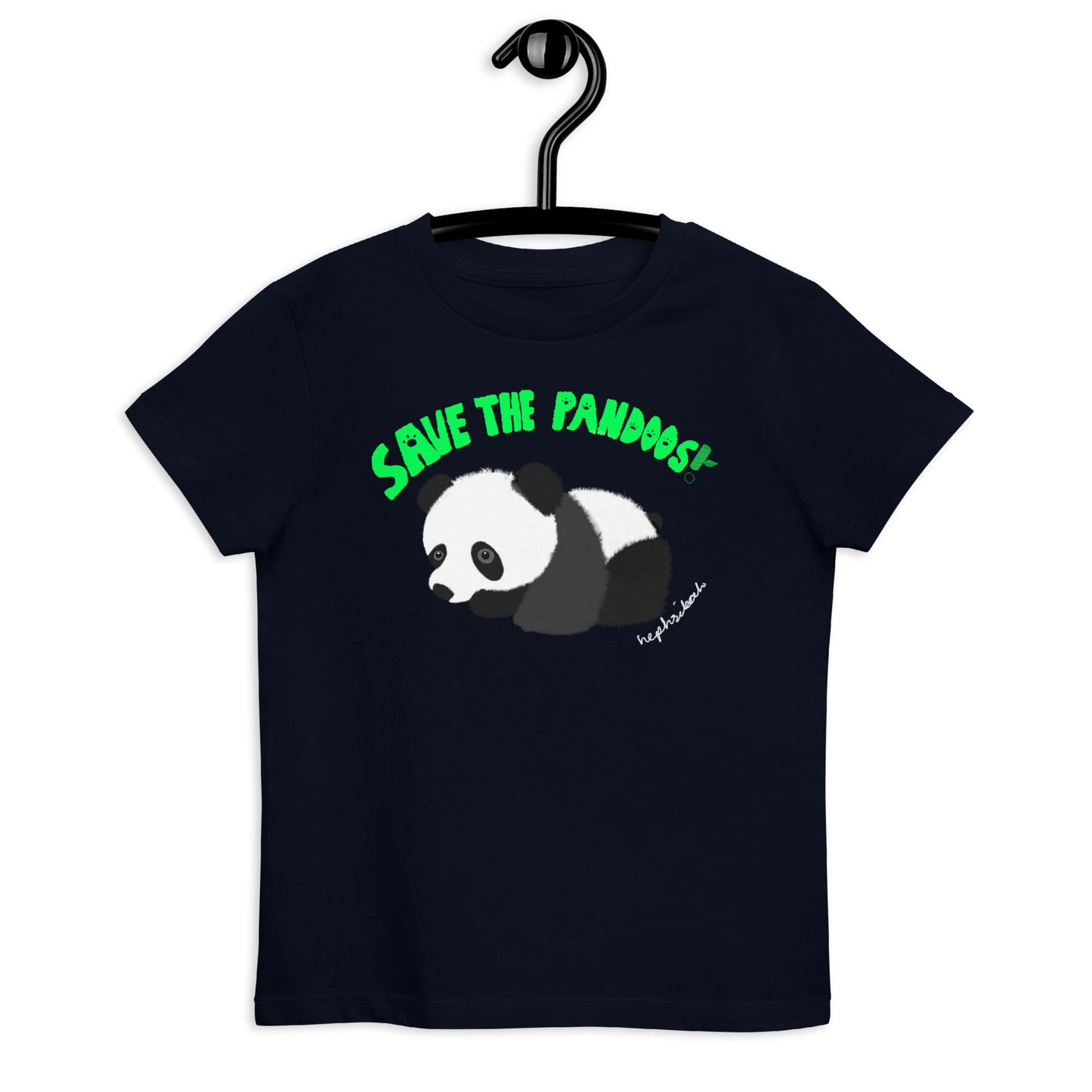 Save the Pandoos! Organic Cotton T-Shirt For Kids - French Navy