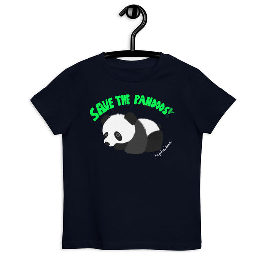 Save the Pandoos! Organic Cotton T-Shirt For Kids - French Navy