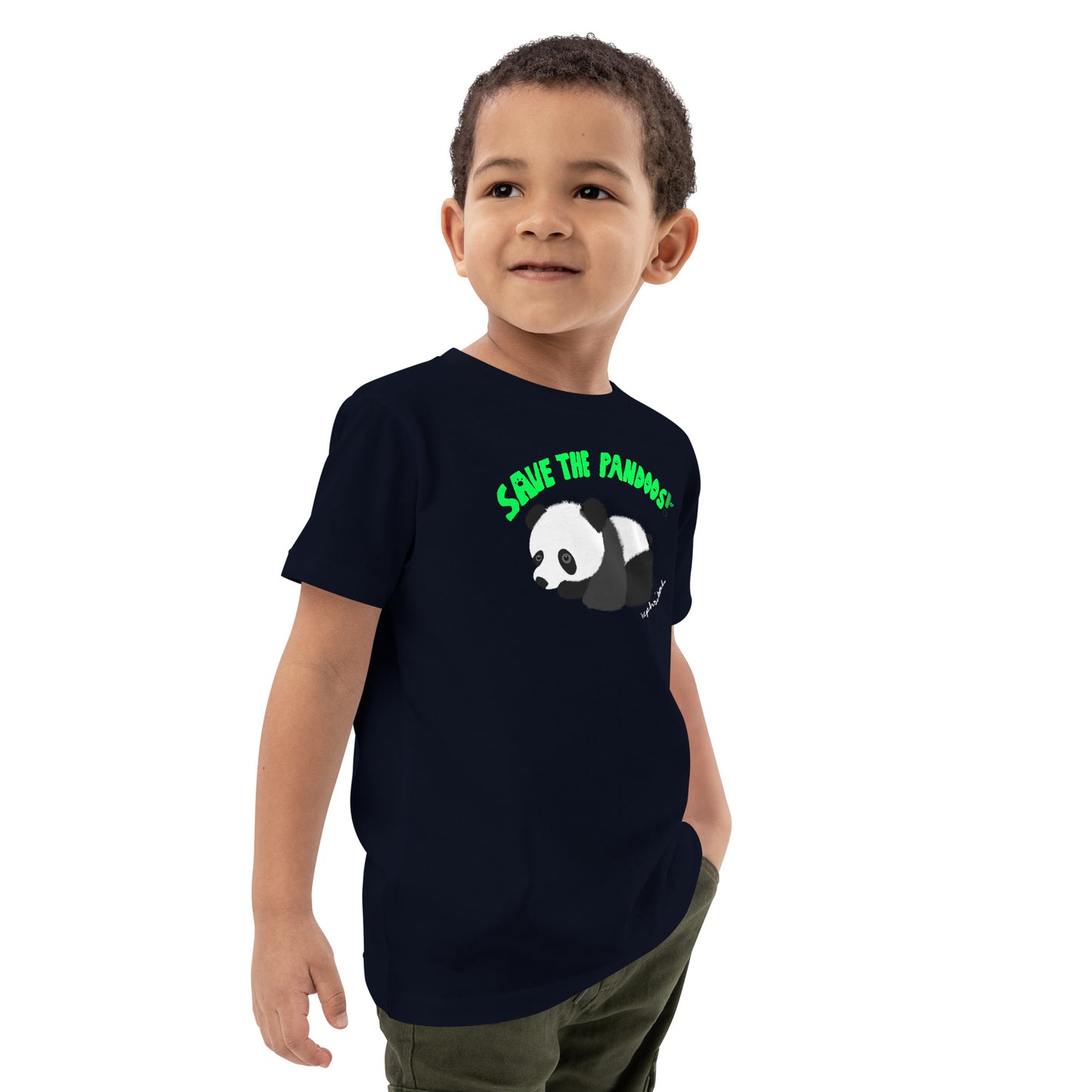 Save the Pandoos! Organic Cotton T-Shirt For Kids - French Navy